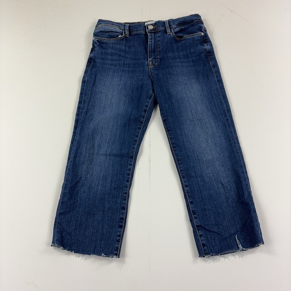 FRAME Le High Straight Jeans Womens 30 Blue Medium Wash High Rise Crop Denim